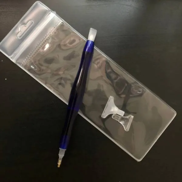 Stift für Diamond Painting, dunkelblau einfarbig, Acryl, handgedreht mit Mehrfachaufsätzen, Wachs notwendig