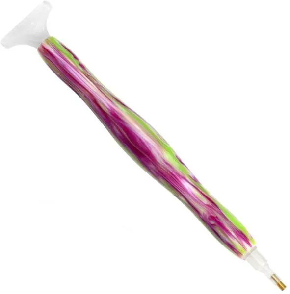 Stift für Diamond Painting, pink-grün, Kunstharz, handarbeit mit Mehrfachaufsätzen, Wachs notwendig