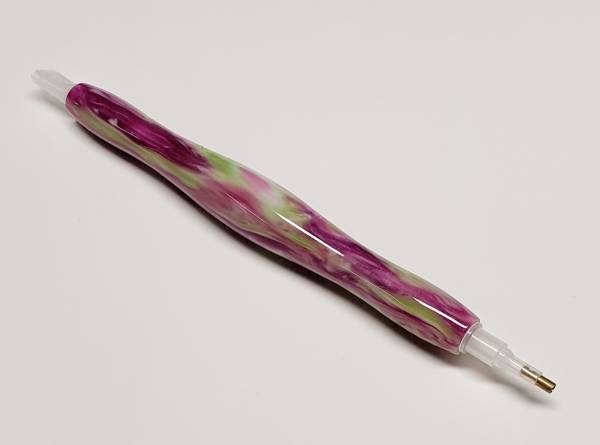 Diamond Painting Deutschland - Pen for Diamond Painting, pink-green,  synthetic resin, handmade with multiple attachments, wax necessary