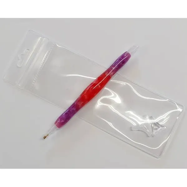 Stift für Diamond Painting, rot-lila, Kunstharz, handarbeit mit Mehrfachaufsätzen, Wachs notwendig