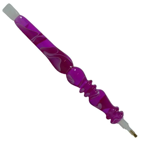 Stift für Diamond Painting, geschwungen, pink, Acryl, handgedreht mit Mehrfachaufsätzen, Wachs notwendig