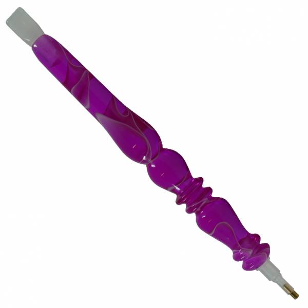 Stift für Diamond Painting, geschwungen, pink, Acryl, handgedreht mit Mehrfachaufsätzen, Wachs notwendig