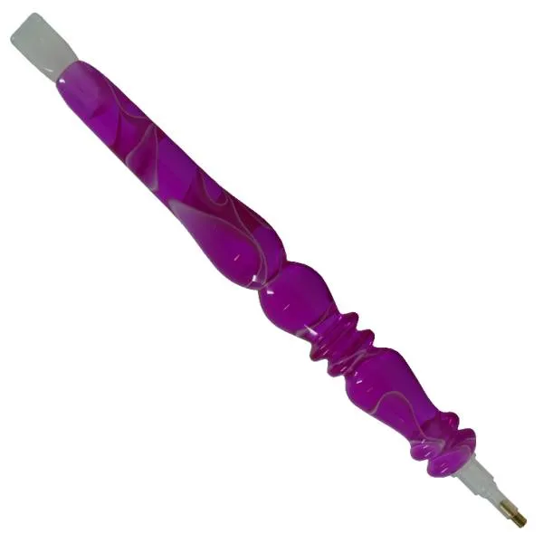 Stift für Diamond Painting, geschwungen, pink, Acryl, handgedreht mit Mehrfachaufsätzen, Wachs notwendig