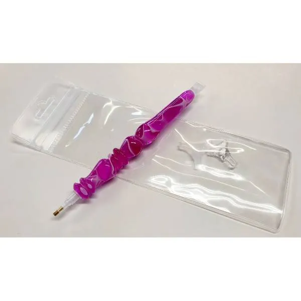 Stift für Diamond Painting, geschwungen, pink, Acryl, handgedreht mit Mehrfachaufsätzen, Wachs notwendig