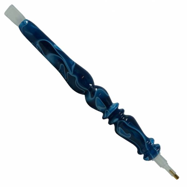 Pen for Diamond Painting, curved, dark blue, acrylic, hand-turned with multiple attachments, wax necessary