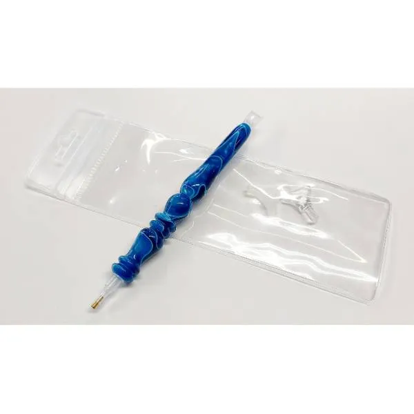 Pen for Diamond Painting, curved, dark blue, acrylic, hand-turned with multiple attachments, wax necessary