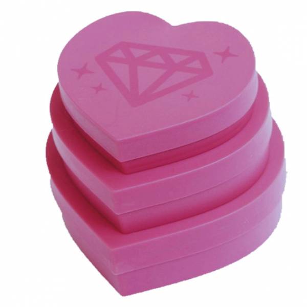 Ersatz Schale (Schiffchen), Herz 3er-Set, rosa, für die Diamond Painting Steine
