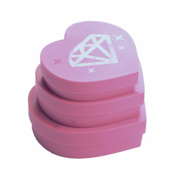 Ersatz Schale (Schiffchen), Herz 3er-Set, rosa, für die Diamond Painting Steine