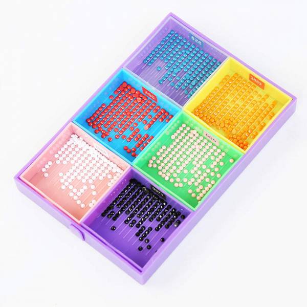 Schiffchen-Set, 7 Trays, Löffel und Pinsel, bunt, für Diamond Painting Steine
