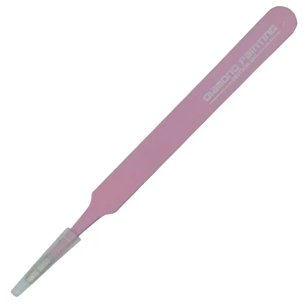 B-Ware Pinzette für Diamond Painting, pink, Breite Spitze sehr gut für eckige Steine geeignet