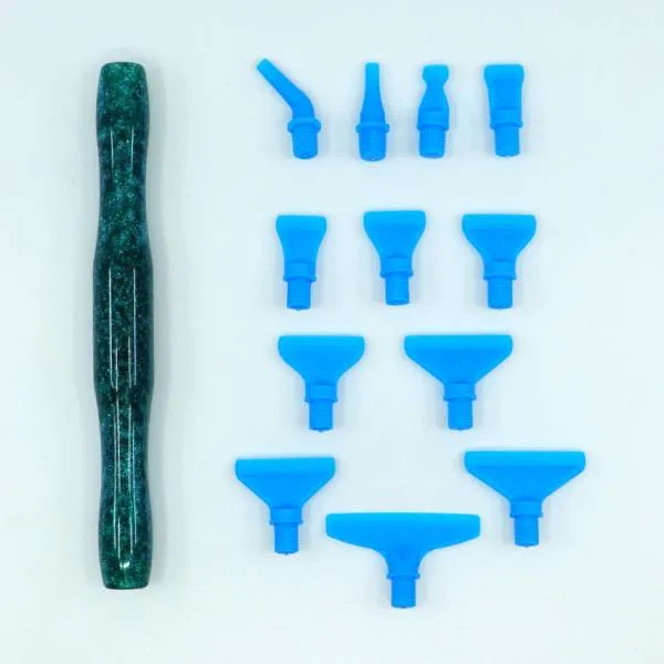 Stift für Diamond Painting, Grün, ergonomisch, mit Gewinde und Aufsätze