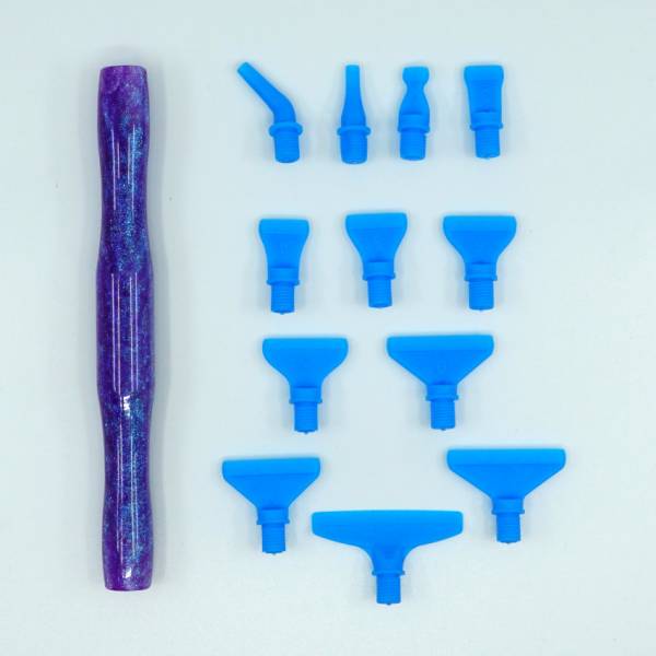 Stift für Diamond Painting, Lila, ergonomisch, mit Gewinde und Aufsätze