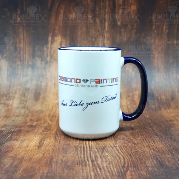 1 mug with logo Diamond Painting Germany - blue rim / handle