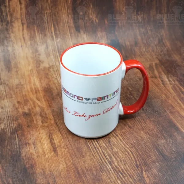 1 Tasse mit Logo Diamond Painting Deutschland - roter Rand / Griff