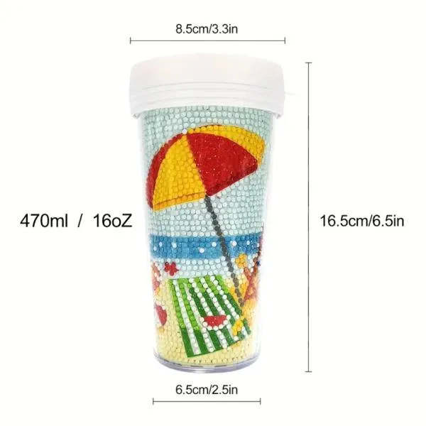 Becher zum Painten, Motiv Strand, 470ml, ca. 16cm hoch