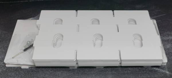 Schiffchen-Regal weiß, für kleine Trabricks, ca. 44,6x35x7,6cm, 51 Fächer ca. 11x6,7x2cm, Aufbewahrungsbox