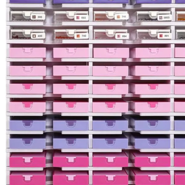 Shuttle shelf white, for small Trabricks, approx. 44.6x35x7.6cm, 51 compartments approx. 11x6.7x2cm, storage box