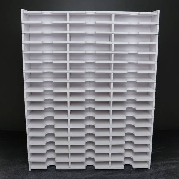 Schiffchen-Regal weiß, für kleine Trabricks, ca. 44,6x35x7,6cm, 51 Fächer ca. 11x6,7x2cm, Aufbewahrungsbox