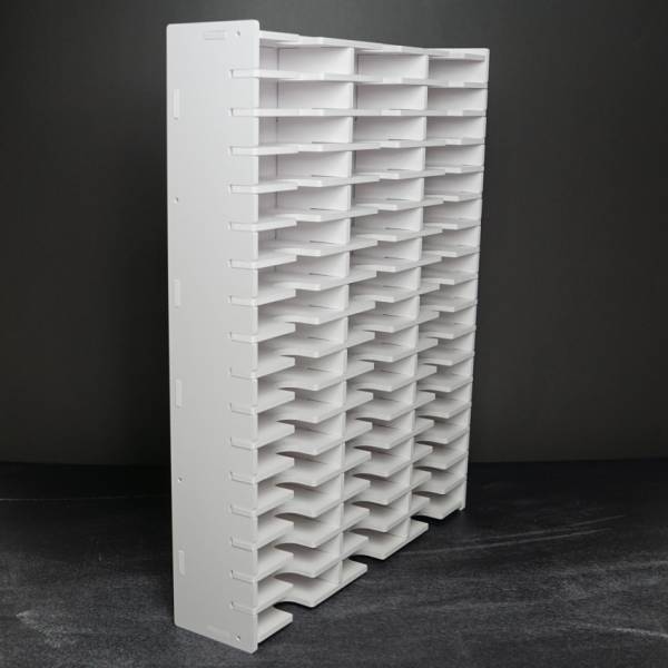 Schiffchen-Regal weiß, für kleine Trabricks, ca. 44,6x35x7,6cm, 51 Fächer ca. 11x6,7x2cm, Aufbewahrungsbox