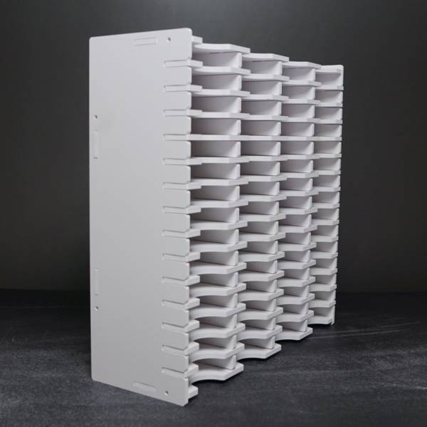Schiffchen-Regal weiß, für große Trabricks, ca. 32,6x32x11cm, 60 Fächer ca. 7,3x10x1,5cm, Aufbewahrungsbox