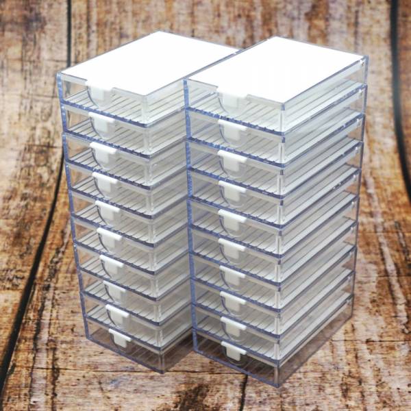 Trabricks, 7x5cm, set of 20 combination of tray and storage box, hinged lid, can be closed tightly