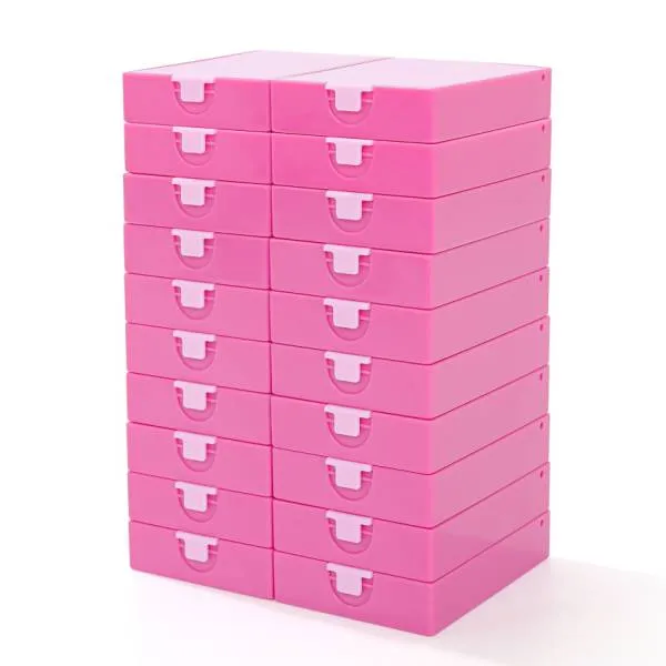 Trabricks, 7x5cm - Pink combination of tray and storage box, hinged lid, can be closed tightly