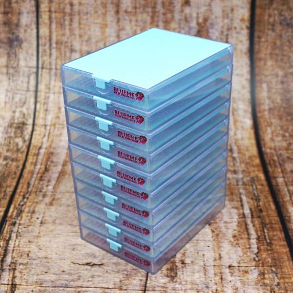 Trabricks, 10x7cm, 10er Set - Blau Kombi aus Schiffchen und Aufbewahrungsdose, Klappdeckel, fest verschließbar