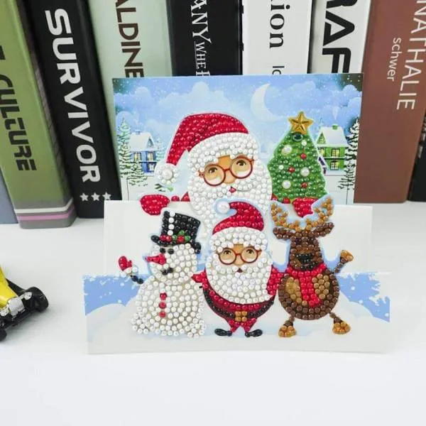 3D Christmas Card Santa Claus & Friends, Painting Set complete with round stones