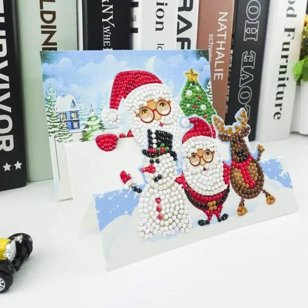 3D Christmas Card Santa Claus & Friends, Painting Set complete with round stones