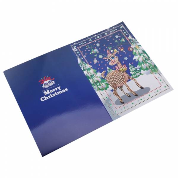 Diamond Painting, Weihnachtskarten zum Painten komplett mit Strass Steinchen, 4 Motive, Klappkarten mit Umschlag