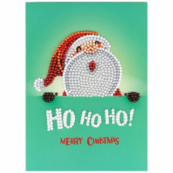 Weihnachtskarte Weihnachtsmann Ho Ho Ho, Painting-Set komplett mit runden Steinchen