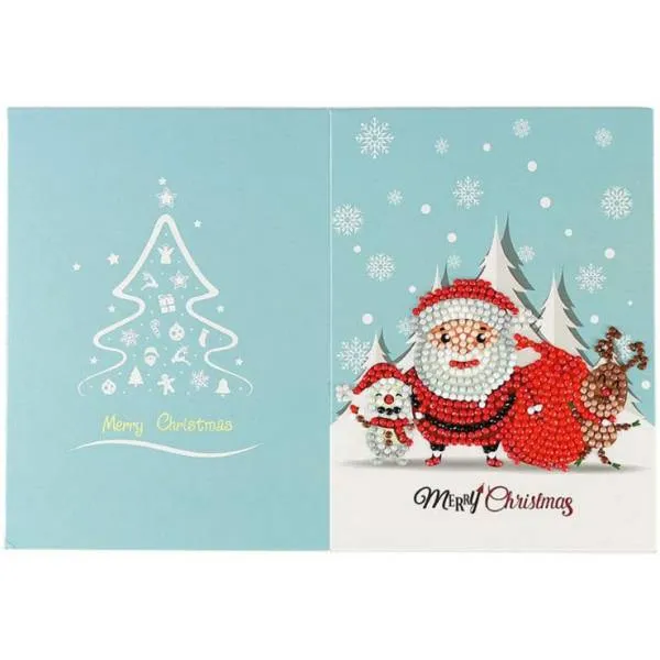 Weihnachtskarte Weihnachtsmann & Co., Painting-Set komplett mit runden Steine