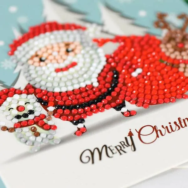Weihnachtskarte Weihnachtsmann & Co., Painting-Set komplett mit runden Steine