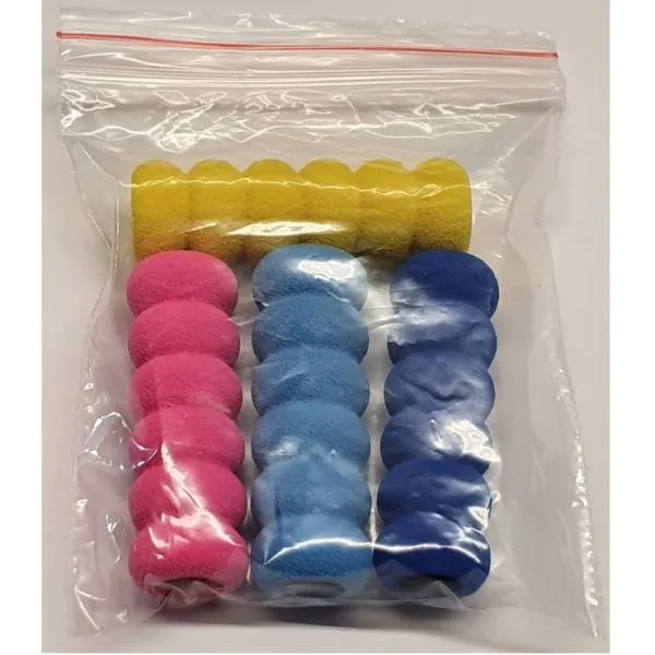 Set mit 4 Schaumstoff-Stifthaltern für den Aufnahmestift, Farben rosa, hellblau, dunkelblau, gelb