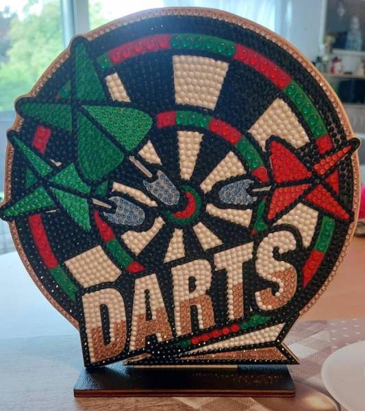 Aufsteller - Darts, Deko zum Painten, ca. 19cm, normale-, Strass- und Sondersteine