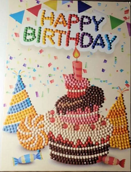 Birthday Card Cake, Painting Set complete with round stones