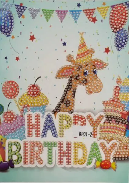 Birthday card set with 6 motifs, painting set complete with round stones
