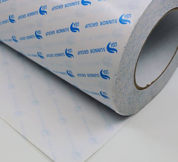 Adhesive film, double-sided adhesive, 35 cm wide, 50 metres long, complete roll