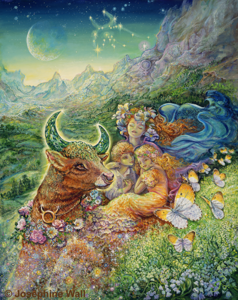 Josephine Wall, Zodiac Taurus, 100x80cm, 240 Colours, Round Stones, Full Image
