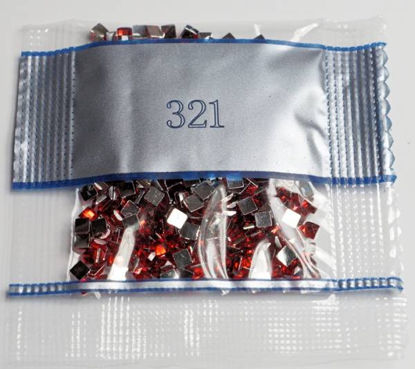 Strass-Stein eckig, (rhinestone), 321, Red, 500 Stück