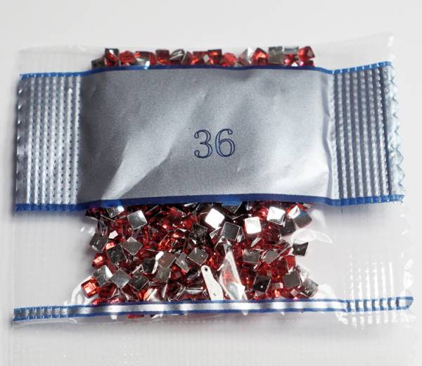 Strass-Stein eckig, (rhinestone), 36, hell-rot, 500 Stück