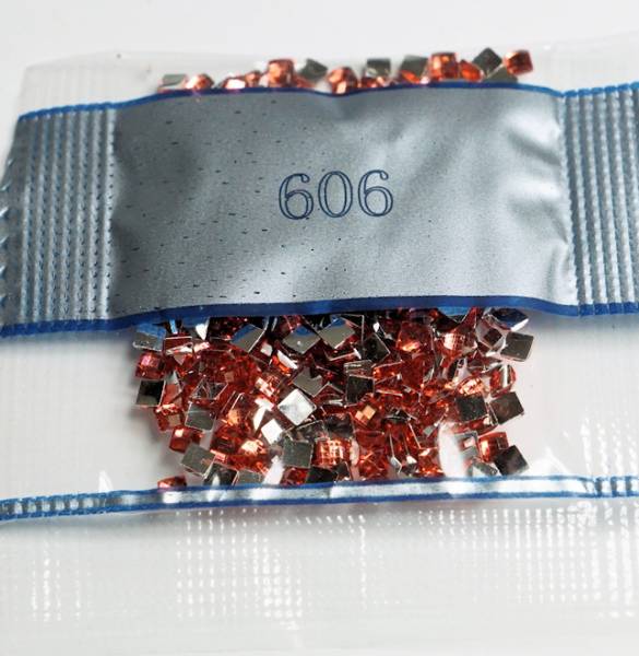 Strass-Stein eckig, (rhinestone), 606, Orange Red Bright, 500 Stück