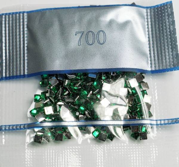 Strass-Stein eckig, (rhinestone), 700, Green Bright, 500 Stück
