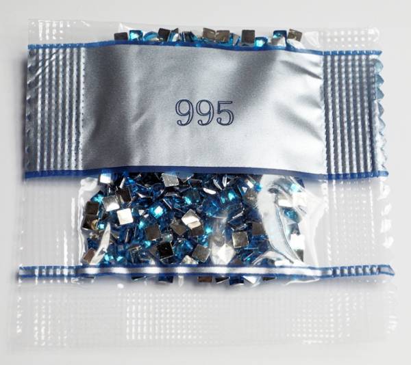 Strass-Stein eckig, (rhinestone), 995, Electric Blue Dark, 500 Stück