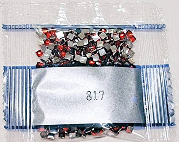 Rhinestone square, 817, Coral Red Very Dark, 500 pieces