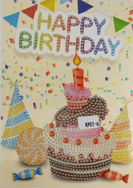 Birthday card set with 6 motifs, painting set complete with round stones