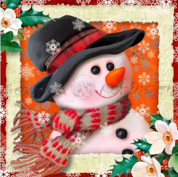 Howard Robinson, Snowman, 50x50cm, 45 colours, square stones, full image