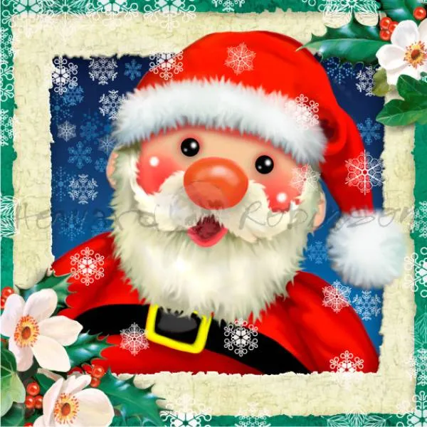 Howard Robinson, Santa, 50x50cm, 45 colours, round stones, full picture