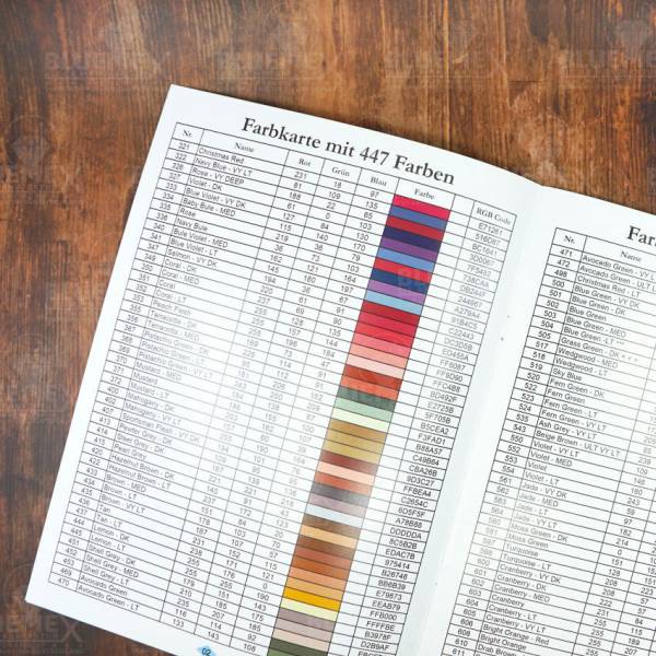Diamond Painting Color Chart with 447 Colors