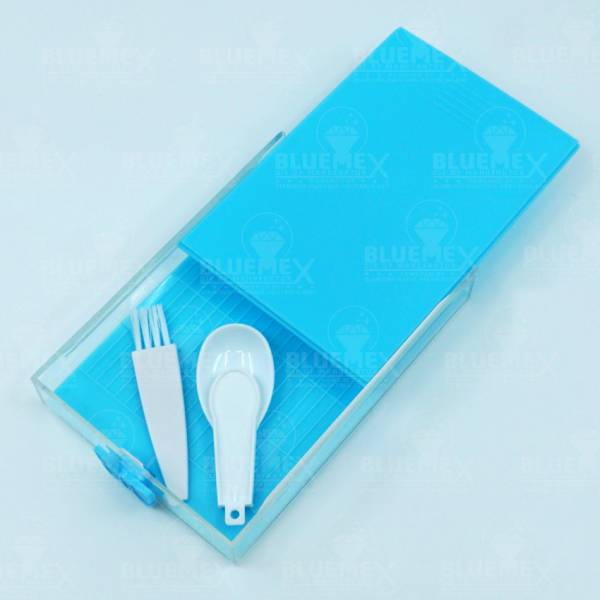 Schiffchen-Set mit Wechselplatte, blau, Kombi aus Schiffchen und Aufbewahrungsdose, fest verschließbar